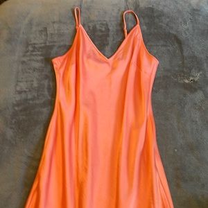 ~Orange silky midi dress~